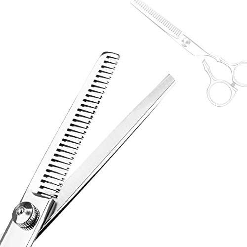 Hair Cutting Scissors Professional Home Haircutting Barber/Salon Thinning Shears Kit with Comb and Case for Men/Women (Silver) - Image 3