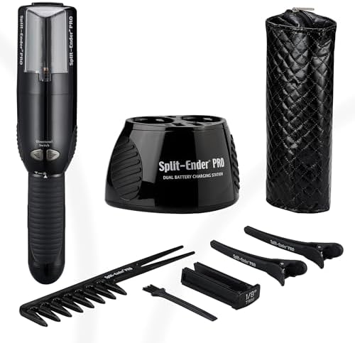 Split-Ender PRO - Professional Hair Trimmer with Charging Station, Automatic Split End Remover for Frizzy, Dry, Damaged, Colored, Broken, Curly, Straight or Bleached Hair Types, Hair Styling Tool by Split-Ender