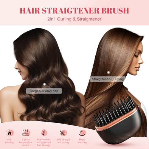 Mini Hair Straightener Portable 2026 Cordless Curling Iron Small Flat Steam Hair Straightener Brush Travel Hot Styling Tools for Women Wireless Tiny Ceramic Hairdressing Comb Size - Image 2