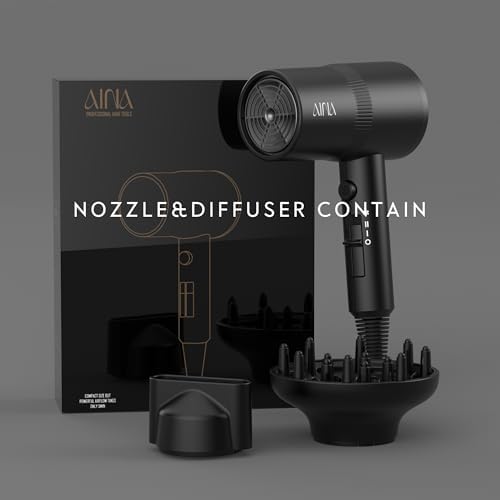 AINA Diffuser Hair Dryer Full-Featured Blow Dryer 110V/1600W(Vader Black) - Image 5
