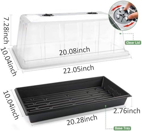 RooTrimmer 5-Pack 1020 Seed Starting Trays with Tall 7.3" Dome, No Hole - Image 2