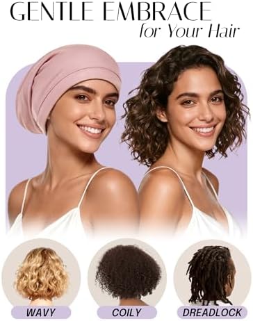 OLESILK 100% Mulberry Silk Bonnet for Sleeping Women, Hair Wrap for Curly Hair Care, Real Silk, Not Satin, Pink - Image 4