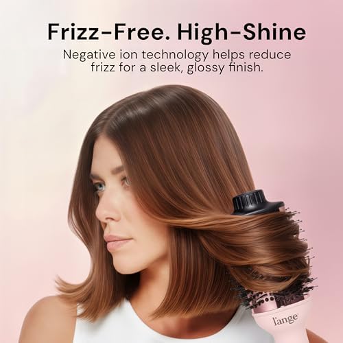 L'ANGE HAIR Le Volume 2-in-1 Titanium Blow Dryer Brush | Frizz Control Blowout Hair Dryer Brush for Drying and Styling | Volumizing Hot Air Styler for All Hairstyles | Oval Barrel | Blush - 60mm - Image 4