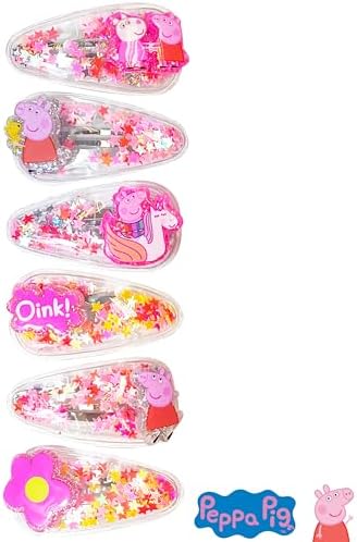 LUV HER Peppa Pig Toys For Girls, 6pc Cute Hair Clips with Favorite Character Charms, Gifts Magical Confetti Snaps for Kids, Ages 3+ - Image 2