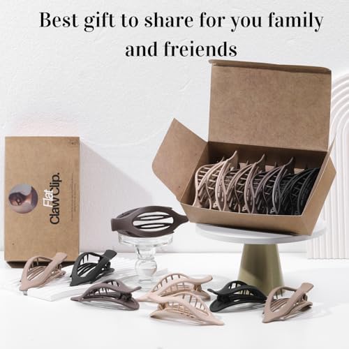 8 Pack French Flat Hair Clips for Women– Large Matte No-Slip Claw Barrettes in Black, Beige, Light Brown & Dark Brown,Strong Hold for Thick & Thin Hair - Image 7