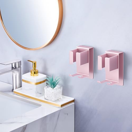 Hair Straightener Holder Wall Mounted Blow Dryer Holder, Blow Dryer and Curling Iron Holder, Hair Dryer and Straightener Holder, Bathroom Hair Tools Organizer and Storage (Rose Gold, 2Pcs) - Image 2
