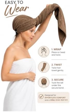 – Microfiber Hair Towel Wrap for Women, Super Absorbent, Quick Dry, Lightweight, Anti-Frizz, Long Thick Curly Hair (Deep Espresso Brown, Large) - Image 5