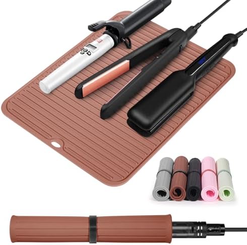 Heat Resistant Mat Large Silicone Hot Hair Tools Mat for Curling Irons Flat Iron Hair Straightener Vanity Mat Portable Hair Styling Tools Hot Pad Vanity Organizers by Quccefods