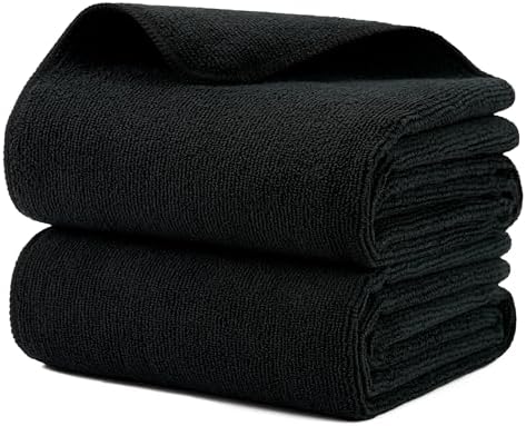 MICROFI New Microfiber Hair Drying Salon Towels, Quick Dry, Lint Free, 2 Pack 340 GSM (Black) by Unknown