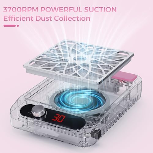 Nail Dust Collector for Nail Techs, Compact & Quiet Nail Vacuum dust Collector with Reusable Filter, Powerful Nail Fan Nail Tech Must Haves for Gel Polish, Pedicures, Salon & Home Use, Pink - Image 5