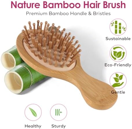Travel Mini Sandalwood Hair Brush Comb for Women & Kids, Melous Wooden Bamboo Anti-Static Detangler Brush Massage Scalp Comb for Hair Growth - Image 2