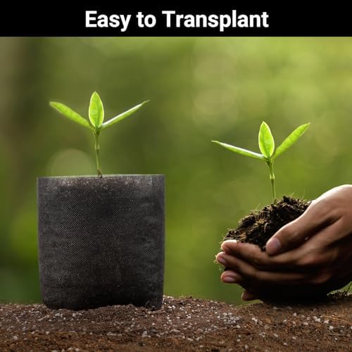 Black Plant Grow Bags, Pack of 100 7.5x7.5 Breathable Non-Woven Fabric Grow Bags for Planting Seedling Pots 1 Gallon Plant Pots - Image 3