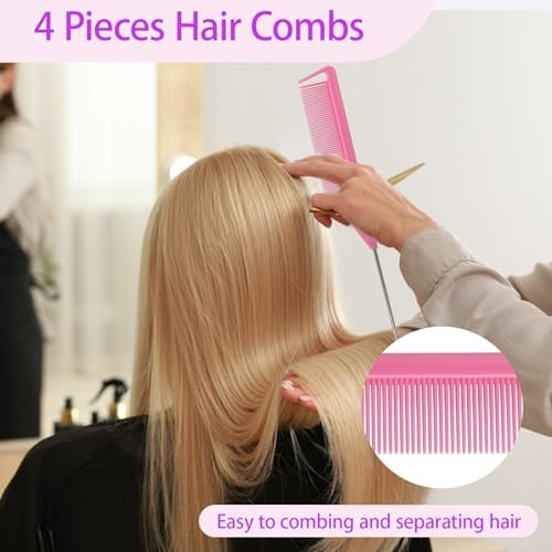 23 Pieces Hair Parting Tools Set, Hair Braiding Tool, Rat Tail Combs - Image 3