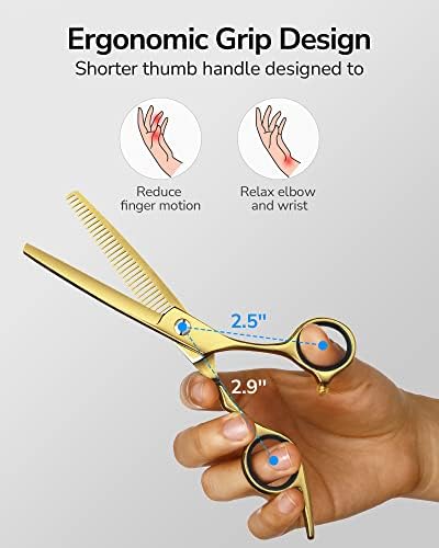 Hair Thinning Scissors Cutting Teeth Shears Professional Barber ULG Hairdressing Texturizing Salon Razor Edge Scissor Japanese Stainless Steel with Detachable Finger Ring 6.5 inch, Gold - Image 3