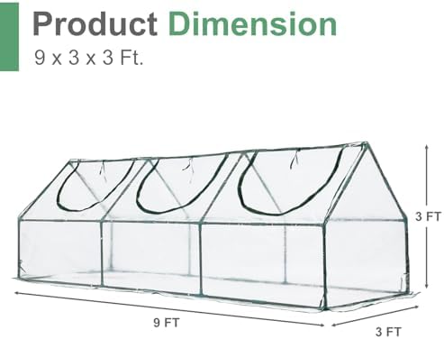 Aoodor Mini Greenhouse for Indoor and Outdoor Plant Growing, 9 x 3 x 3 ft - Image 2