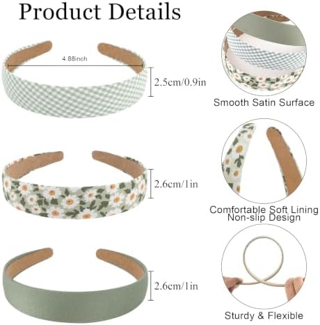 Headbands for Women & Girls, 3 Pack Non Slip Wide Trendy Headbands - Image 2
