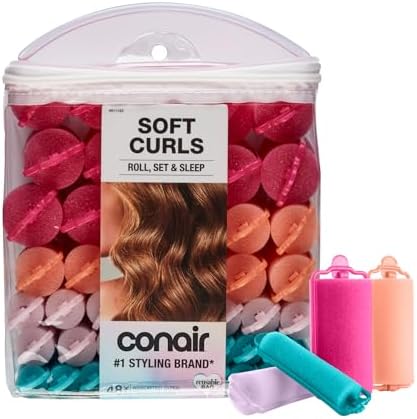 Conair Hair Rollers for Heatless Curls Overnight, Snap Closures, 48 Count by conair