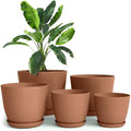 Plant Pots Indoor with Drainage, 5 Pack Multi-Size Planters Set, Terracotta by UTOPIAHOME