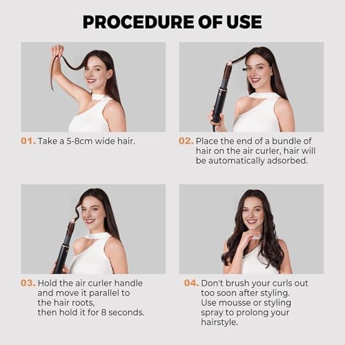 5 in 1 Blow Dryer Brush Set, Hot Air Styler Air Curling Wrap Air Curler Low Heat Hair Care, Round Brush Blow Dryer Hair Styling Tools Gift for Dry,Volumize,Straight,Curl, 110-120V - Image 5