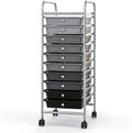 Giantex 10-Drawer Storage Cart w/Universal Wheel, Rolling Cart w/Handle, Home Organizer Storage Unit w/Removable Drawers, Trolley Utility Cart for Kitchen Makeup Living Room Office Play Room by Giantex