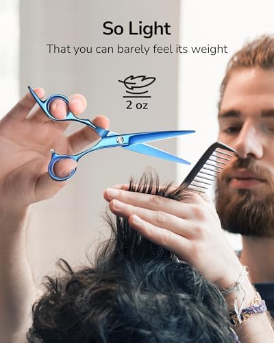 Hair Cutting Scissors, ULG Professional Hair Scissors 6.5 inch Right-Hand Razor Edge Barber Shears Salon Hair Cutting Shears Made of Japanese Stainless Steel, Hand Sharpened Navy - Image 2