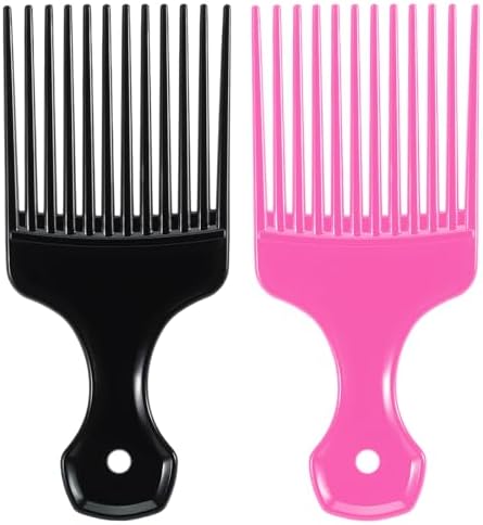 SIMPOR 2 Pcs Hair Pick Comb Wide Tooth Lift for Hair Styling Detangling, Plastic Afro Pick for Women Men, Fist Picks for Curly and Afro Hair by SIMPOR