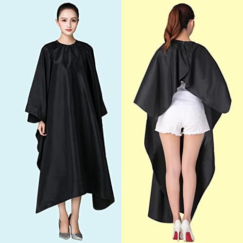Barber Hair Cutting Cape with Adjustable Neckline 55" x 63" Black - Image 2