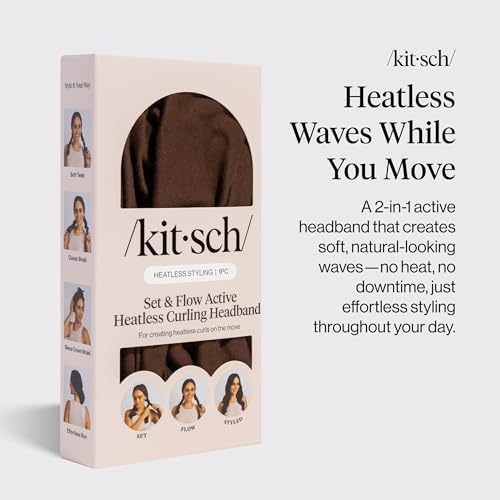 Kitsch Set & Flow Active Heatless Curling Headband For Women - Brown, 1pc - Image 2