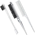 Geiserailie 3 Pcs Slick Back Hair Brush Set Bristle Brush, Clear Red by Geiserailie