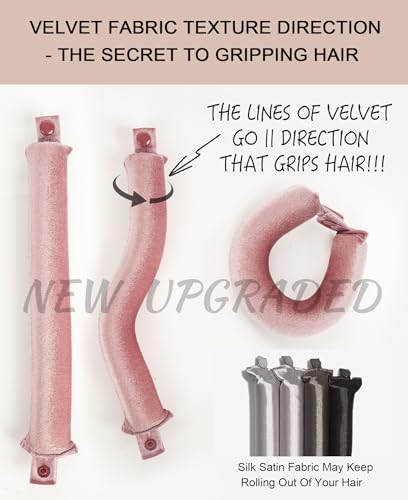 Classic Heatless Curls Overnight Rods - Upgraded Directional Grip Velvet Heatless Hair Curler to Sleep in No Heat Heatless Curling Flexi Rods Foam Hair Rollers for Blowout Look Medium & Long Hair - Image 5