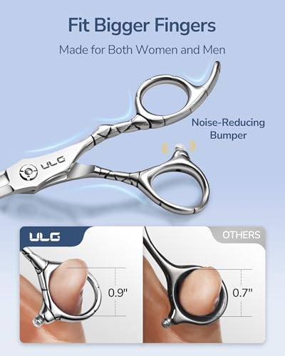 ULG Professional Hair Thinning Scissors 6.5" Japanese Stainless Steel Hand-Honed Salon Barber Scissors for Stylist & Home Use, Texturizing Shears, Ergonomic Design with Patterned Handles - Image 4