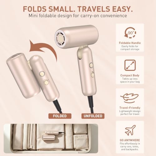 Mythsight StyleVibe High-Speed Dual Voltage Foldable Travel Hair Dryer - Image 2