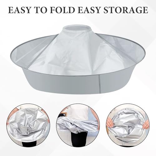 2PCS Hair Catcher for Haircuts, Foldable Hair Cutting Cape Umbrella, Waterproof Haircut Cape for Adults, Hair Trimming Catcher for Salon or Home Hair Cutting (Light Grey) - Image 3