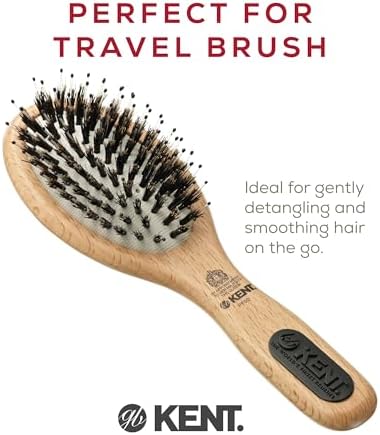 Kent PF02 Small Cushion Detangler Brush – Boar Bristle & Nylon Mix for Smoothing and Straightening Oval Wood Paddle for Medium to Long Hair - Image 3