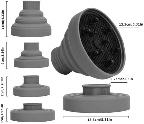 Universal Collapsible Hair Dryer Diffuser Attachment-Foldable Portable Travel and Easy Storage Hair Diffuser Fit Most Hair Dryers with Nozzle Diameter D-1.575Inch to 1.968 Inch (4-5cm) - Grey - Image 3