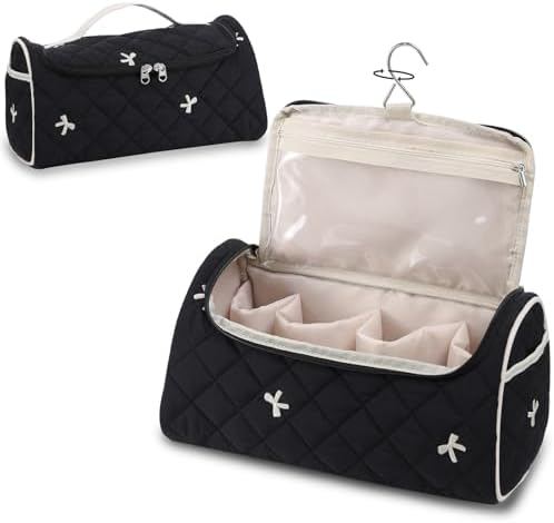 GISMTR Quilted Hair Tools Travel Case, Cotton Portable Storage Bag with Hanging Hook for Hair Curler Accessories, Cute Dustproof Travel Organizer by GISMTR