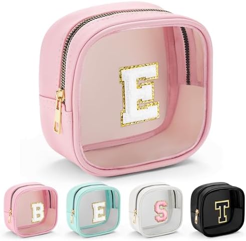 YOOLIFE Mini Makeup Bag | Clear Makeup Bag Toiletry Case | Portable Make Up Organizer | Small Cosmetic Bag for Purse | Best Friend Birthday Gifts Teacher Daughter Gifts | Gifts for Girls | Pink E by YOOLIFE