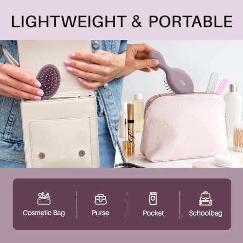 RHOS Mini Hair Brush for Women,Men and Kids-Travel Size Hair Brush for Purse,Pocket,backpack-Small Cushion Paddle Brush with Soft Bristles-Mini Detangler Brush for All Hair Types(1 Pack-Purple) - Image 3