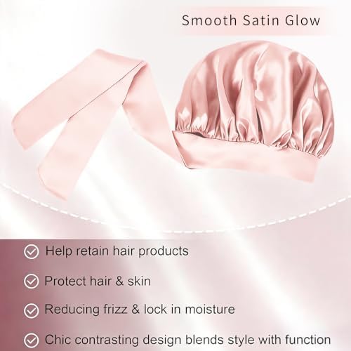 Silk Bonnet for Sleeping Women Satin Cap Reduce Frizz & Hair Breakage - Image 3