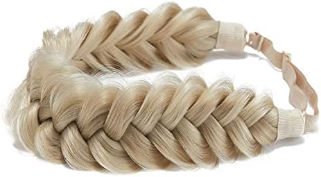 Synthetic Hair Braided Headband Classic Wide Strands Wedding Disorderly Fluffy Braids Wig Band Women Beauty Accessory by TOECWEGR