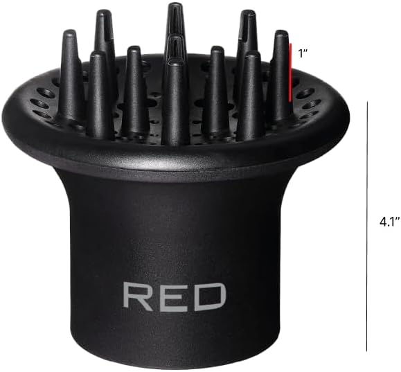 Red by Kiss Hair Dryer Diffuser, Heavy Duty Rubber Grip, Long Prongs for Volume & Root Drying, Compact Design Fits Most Dryers for Fast Drying & Shine Boost and Bouncy Curls - Image 4