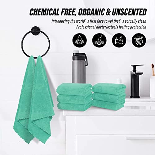 MOONQUEEN 18 Pack Premium Hand Towels - Quick Drying - Microfiber Coral Velvet Highly Absorbent Towels - Multipurpose Use as Hotel, Bathroom, Shower, Spa, Hand Towel 16 x 28 inches (Aqua Green) - Image 6