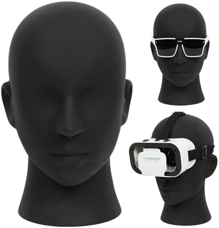 Male Mannequin Head Professional PVC Manikin Head for Display Wigs Hats Headphone Mask Sunglasses Scarf Jewelry Display Stand (Matte Black) by ProfessionMaleMannequinHead