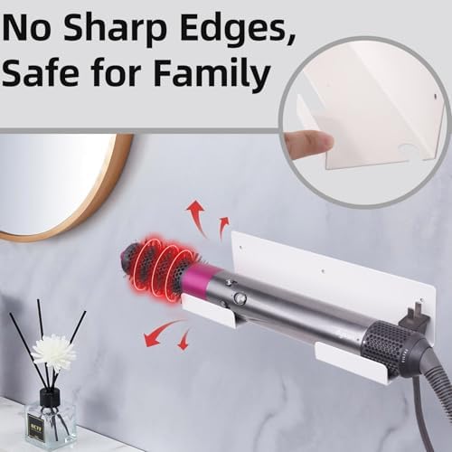 Straightener Holder, 2-Pack Stainless Steel Hair Tool Organizer, Hair Dryer Holder Wall Mount for, Adhesive Curling Iron holder, Straightener Storage for Bathroom White - Image 3