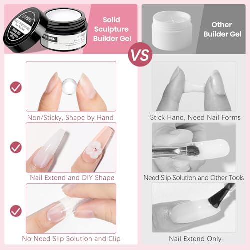 Solid Builder Gel for Nails Clear White 3D Sculpture Nail Art Hard Gel - Image 4