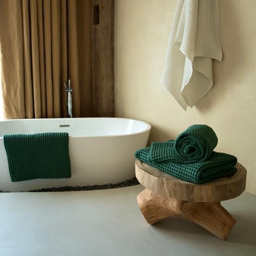 Luxury Organic Japanese Cotton Waffle Bath Towel | Thick, Absorbent, Quick Dry Bathroom Towels for Shower, Sauna, Onsen| Hotel & Spa Quality, Gift-Ready (Forest Green, Bath Sheet (Set of 2)) - Image 6