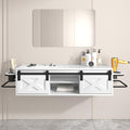 Floating Salon Station with Multifunctional Storage Space, White by LINKRISEED
