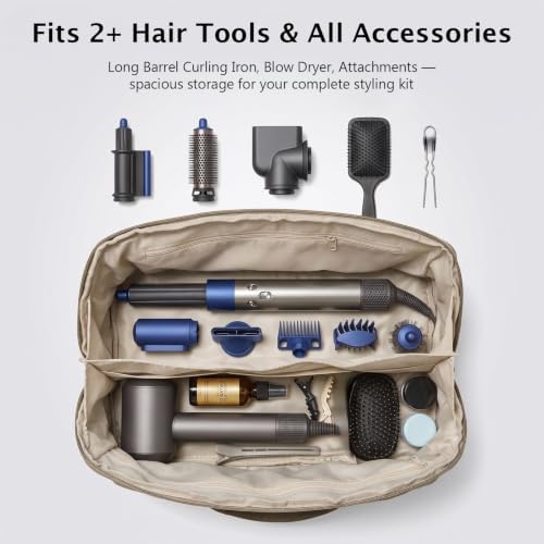 Hair Tool Travel Organizer Bag with Heat Resistant Mat,Camel - Image 2