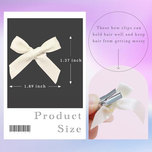 30PCS Satin Hair Accessories: Bow Clips, Hair Ribbons in Blue, Purple, White - Kawaii Mini Bows for Women, Girls - Image 3