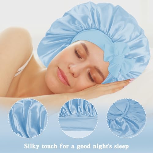 my novel things 3Pcs Satin Bonnet for Sleeping Women Adjustable Tie Band - Image 4